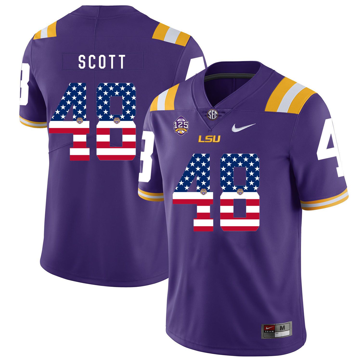 Men LSU Tigers 48 Scott Purple Flag Customized NCAA Jerseys